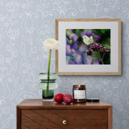 White Butterfly Watercolor Fototryck