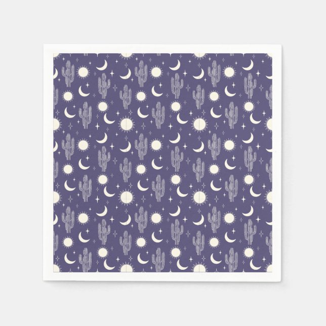 White Cactus Mönster Pappersservett (Framsidan)