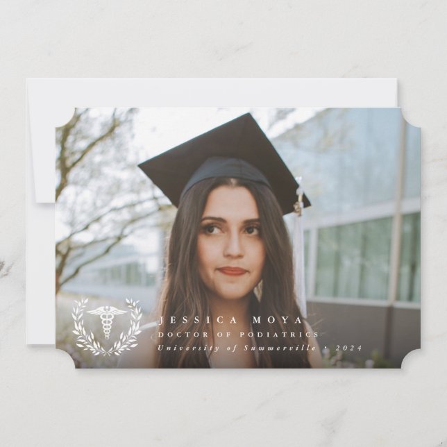 White Caduceus Medical School 2 Photo Studenten Meddelande (Framsida)