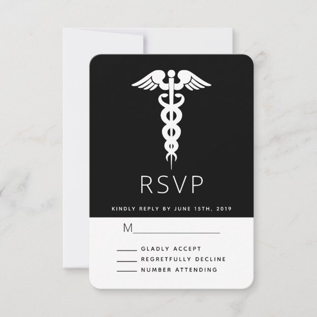 White Caduceus Medical Symbol Studenten OSA Kort (Framsida)