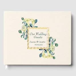 White Cala Lilies och Eucalyptus Bröllop Gästböcker