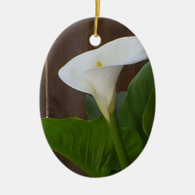 White Cali Lily Julgransprydnad Keramik (Framsidan)