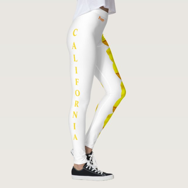 White California State Flower Poppy Leggings (Höger)
