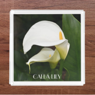 White Calla Lilies Blommigt Acrylic Tray Bricka