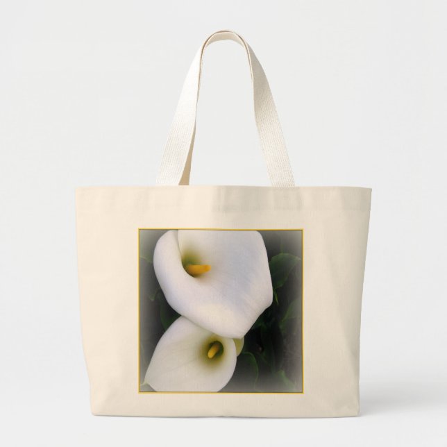 White Calla Lilies Canvas Livsmedel Tote Jumbo Tygkasse (Framsidan)