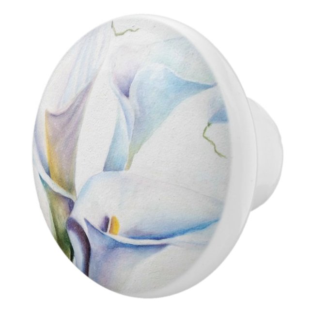 WHITE CALLA LILIES CERAMIC KNOB KNOPP (Höger)