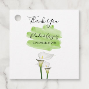 White Calla Lilies Watercolor Bröllop Gift Gåvor Etiketter