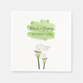 White Calla Lilies Watercolor Bröllop Pappersservett