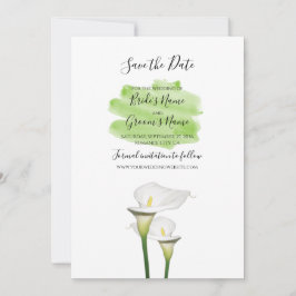 White Calla Lilies Watercolor Bröllop Spara Datumet