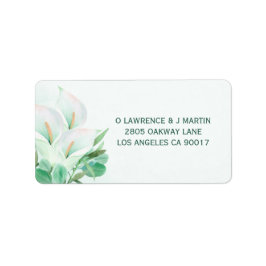 White Calla Lilly Elegant Watercolor Adressetikett