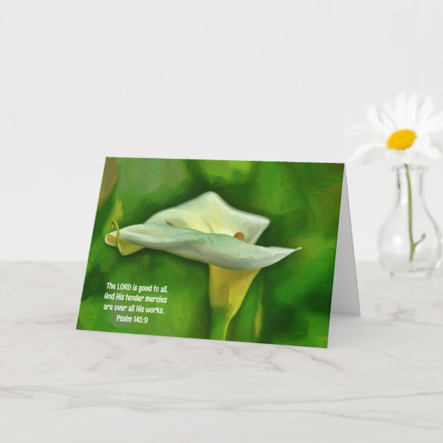 White Calla Lily Art Faith Bible Verse Thoughts Kort (Liten växt)
