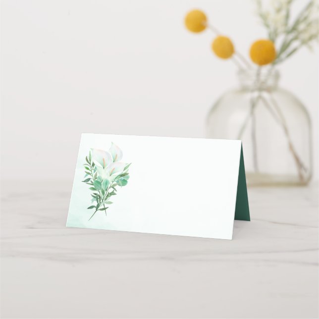 White Calla Lily Blank Place Cards Placeringskort (Framsida)