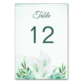 White Calla Lily Blommigt Bordsnummer Cards