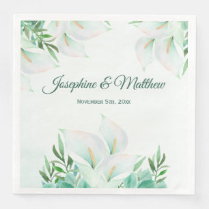 White Calla Lily Blommigt Bröllop Napkins Pappersservett