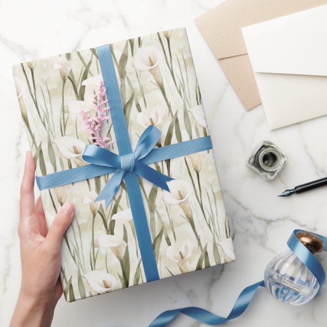 White Calla Lily Blommigt Möhippa Presentpapper (Gifting)