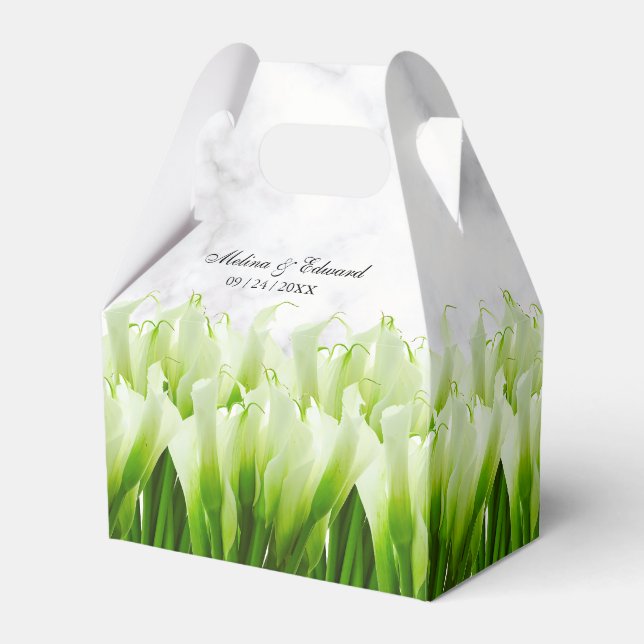 White Calla Lily Blommigts Wedor Favor Box Presentaskar (Framsidan Sidan)