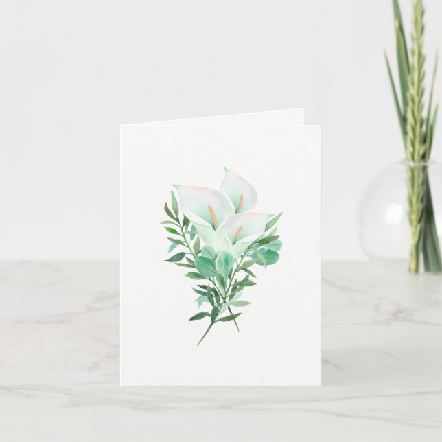 White Calla Lily Elegant Blommigt Note Card Tack Kort (Framsida)