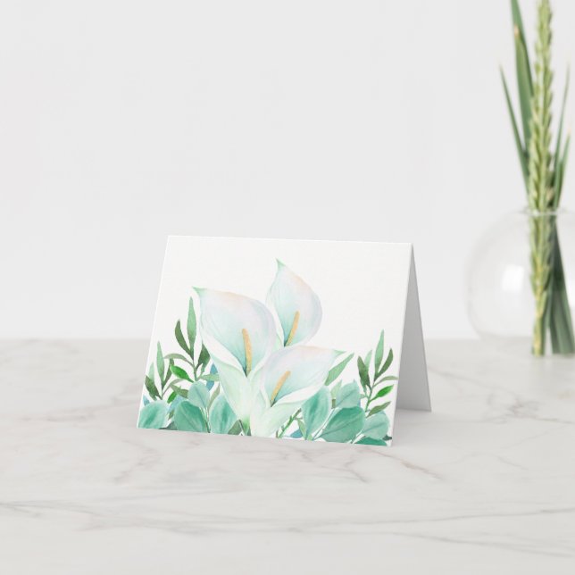 White Calla Lily Elegant Note Card Tack Kort (Framsida)