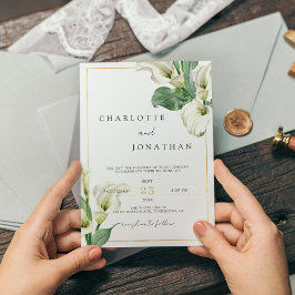 White Calla Lily Elegant Romantic Classic Bröllop Inbjudningar