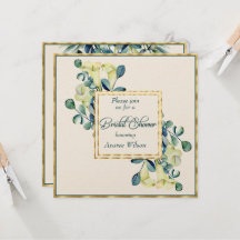 White Calla Lily Eucalyptus Ivory Guld Shower