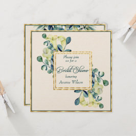 White Calla Lily Eucalyptus Ivory Guld Shower Inbjudningar
