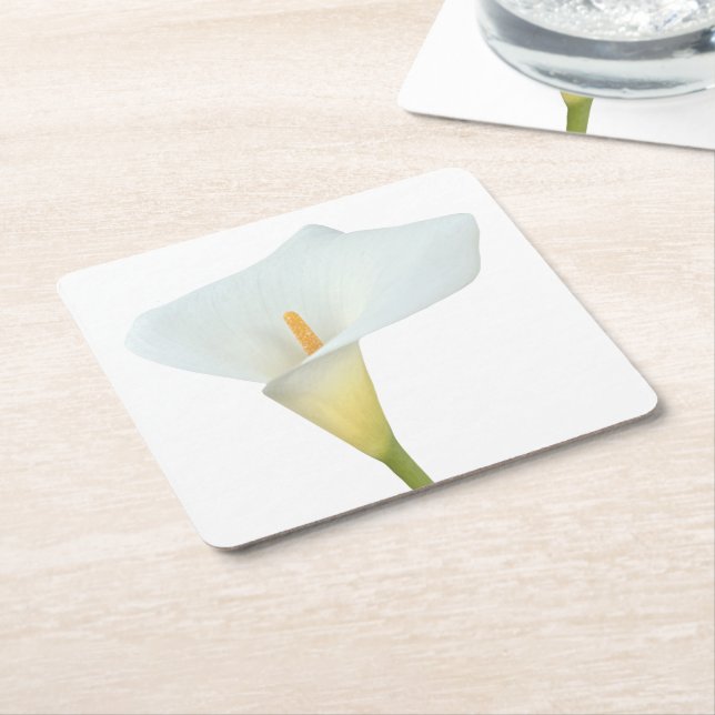 White Calla Lily Flower Backyard Garden Photo Underlägg Papper Kvadrat (Vinklad)