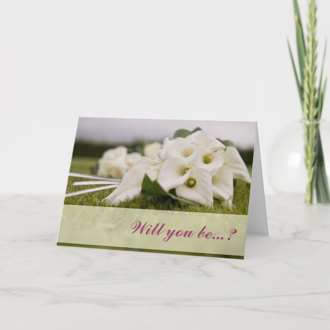 White Calla lily Kommer du att bli mitt bridesmaid Inbjudan (Framsida)