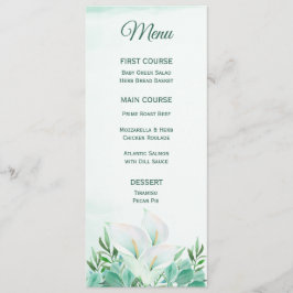 White Calla Lily Monogram Menus Meny