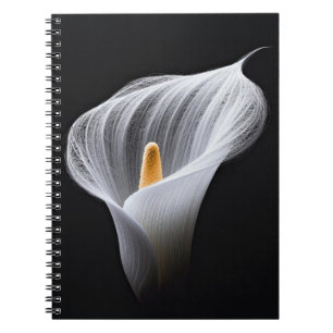 White Calla Lily On Black Anteckningsbok