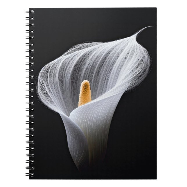 White Calla Lily On Black Anteckningsbok (Framsidan)