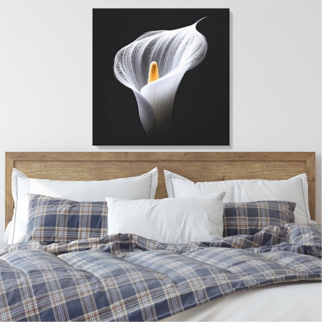 White Calla Lily On Black Canvastryck (Insitu (sovrum))