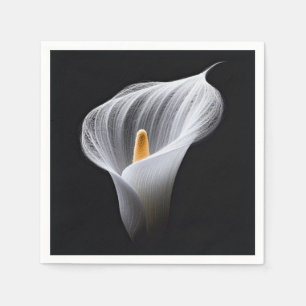 White Calla Lily On Black Pappersservett
