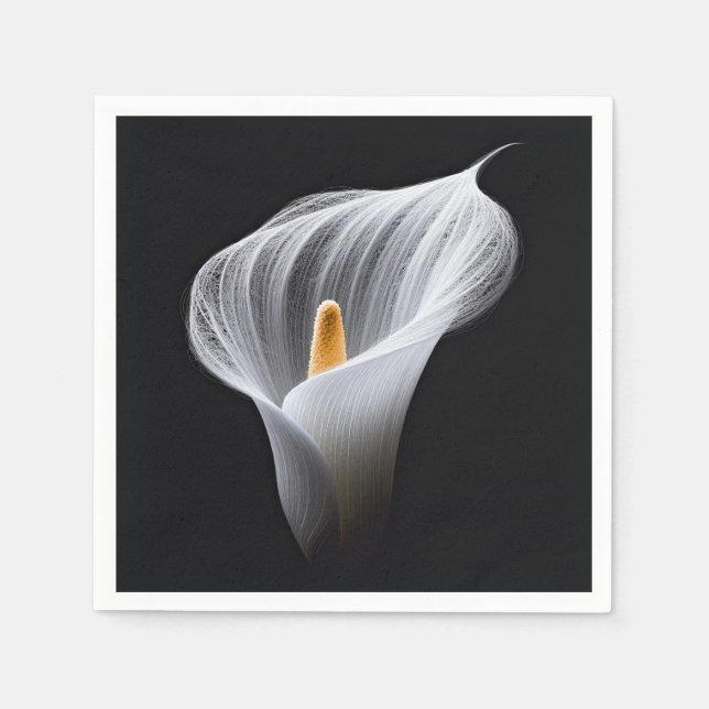 White Calla Lily On Black Pappersservett (Framsidan)
