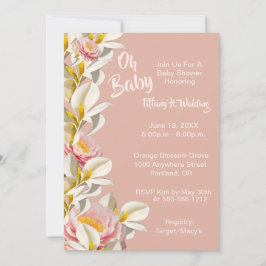 White Calla Lily & Peony Oh Flicka Baby Shower Inbjudningar
