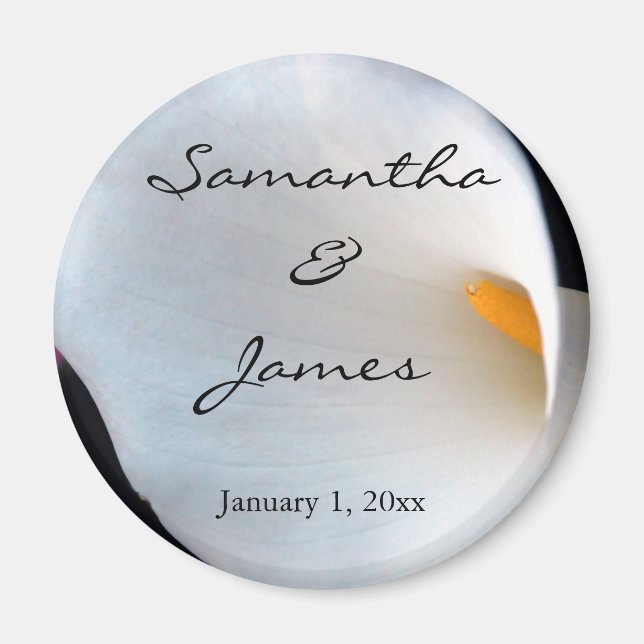 White Calla Lily Personlig Bröllop Magnet (Framsidan)