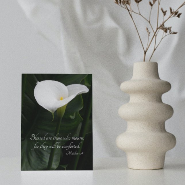 White Calla Lily Religiösa Sympathy Kort (In Situ)