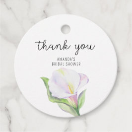 White Calla - tack för möhippan Gåvor Etiketter