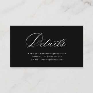 White Calligraphy QR code wedding details card Tilläggskort