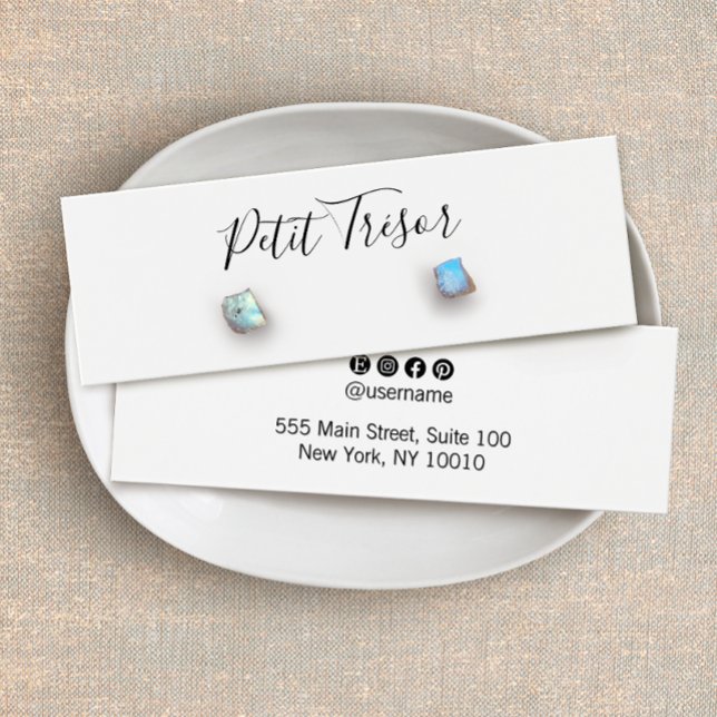 White Calligraphy Script  Stud Earring Display Litet Visitkort (Skapare uppladdad)