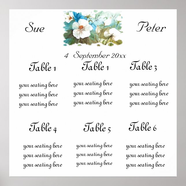 WHITE CAMELLIAS SEATING SHART POSTER (Framsidan)