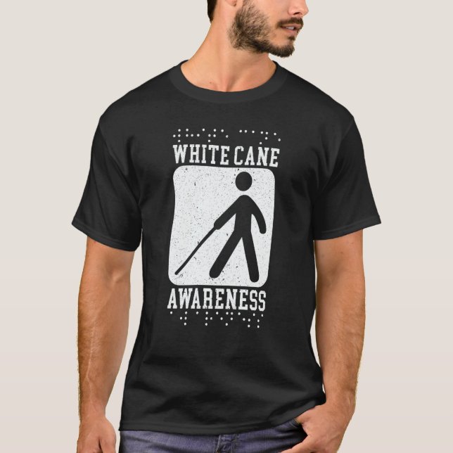 White Cane Awareness Braille Blind Awareness  1 T Shirt (Framsida)