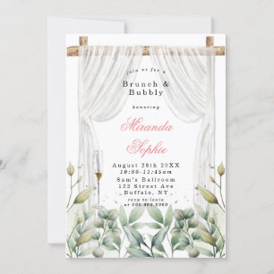 White Canopy Rosa Blommigt Brunch & Bubly Inbjudni Inbjudningar