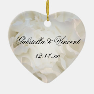 White Carnation Blommigt Bröllop Julgransprydnad Keramik