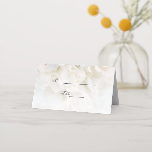 White Carnation Blommigt Bröllop Placeringskort (Framsida)
