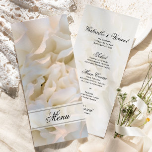 White Carnation Flower Bröllop Menu Meny