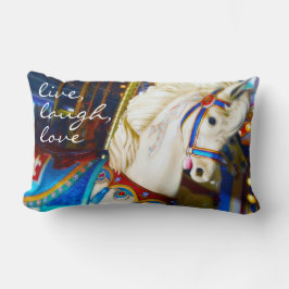 White Carousel Horse Photo Live Laugh Kärlek Citot Lumbarkudde