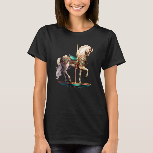 White Carousel Horse T Shirt (Framsida)