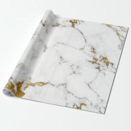 White Carrara Marble Grått Guld Abstrakt Stone Presentpapper