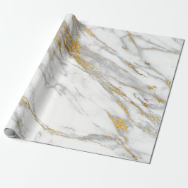 White Carrara Marble Grått Guld Stone Minimal Presentpapper