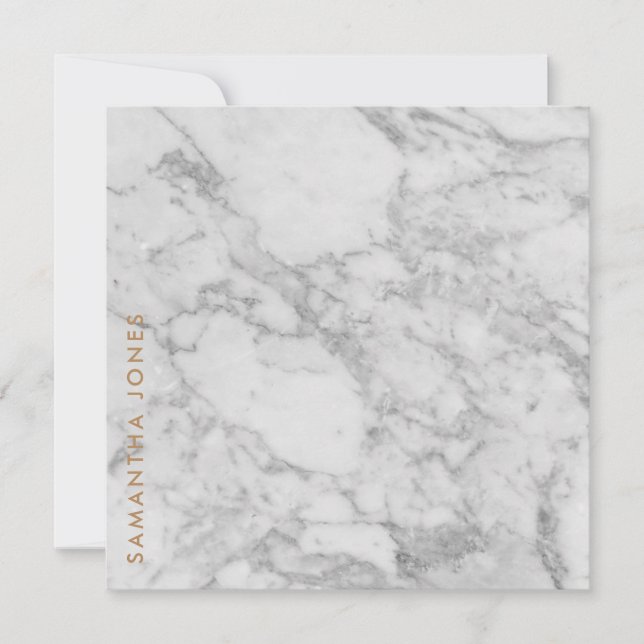 White Carrara Marble Guld Classic Personlig (Framsida)